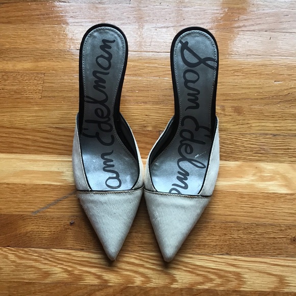 Sam Edelman Odelia Cow fur white cream slides heel - Picture 4 of 5